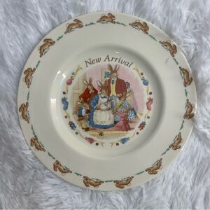 Royal Doulton Bunnykins Rare Vintage "New Arrival" Ceramic Plate 8" Diameter